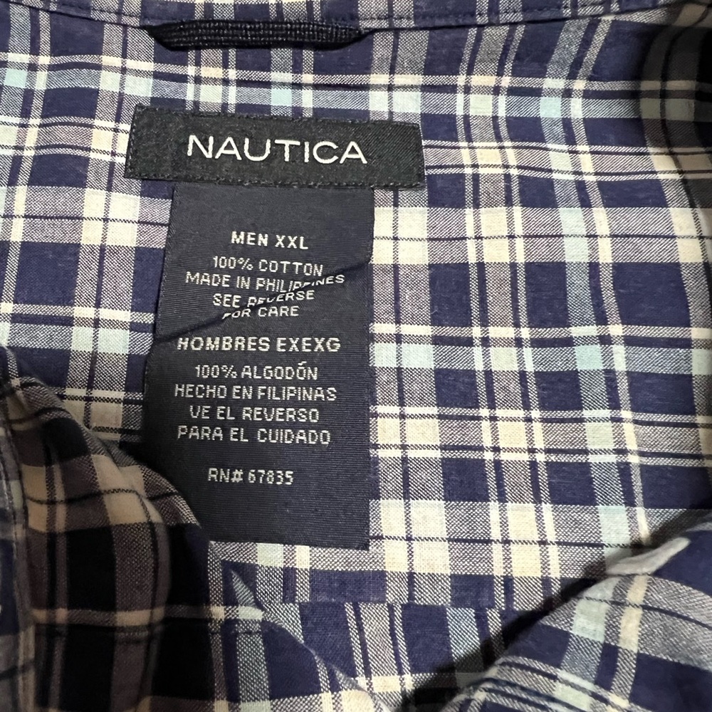 Men’s Vintage Nautica Button Up Plaid Casual Short Sleeve Shirt Size XXL - Picture 3 of 7